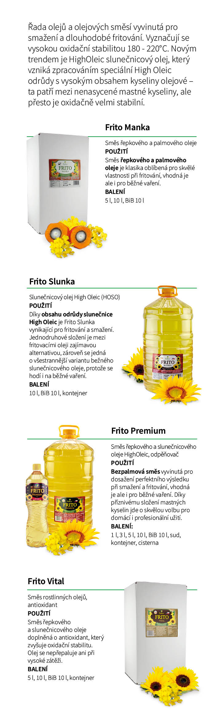 oleje fritovací